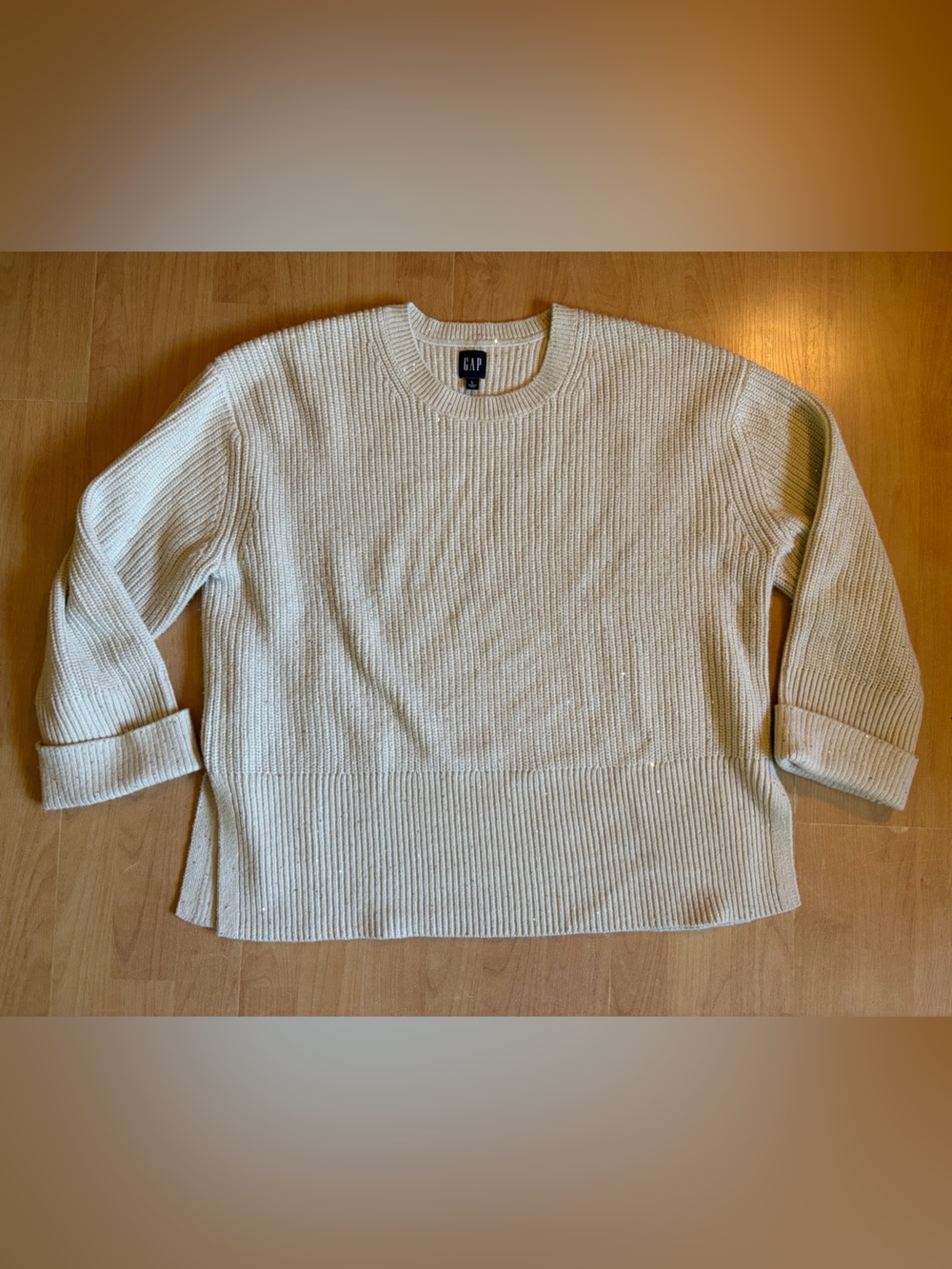 GAP Women’s White with silver & sequence accents Sweater